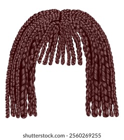 trendy african brown hair cornrows. kare with fringe .
 realistic  3d .fashion beauty style .trendy african hairstyle wig
