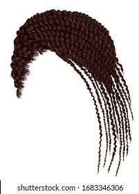 trendy african hair cornrows.braiding
.brown brunette.realistic 3d.
 fashion beauty style.