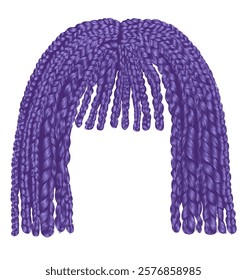 trendy african lilac hair cornrows. kare with fringe .
 realistic  3d .fashion beauty style .trendy african hairstyle wig
