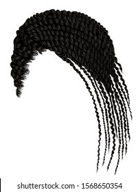 trendy african long hair cornrows. realistic 3d.
 fashion beauty style.
