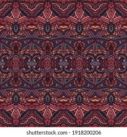 Trendy african tribal seamless pattern for fabric. Bohemian nomadic style doodle handdrawn arts. Natural colour textile design