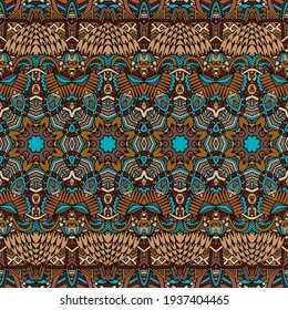 Trendy african tribal patrón sin fisuras tela fuerte. Dibujos a mano de estilo bohemio nómada.