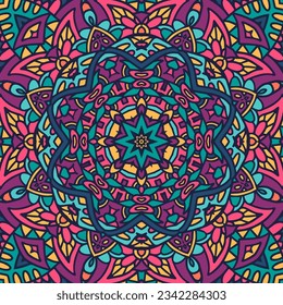 Trendy african tribal seamless pattern fort fabric. Bohemian colorful style doodle handdrawn arts. Abstract Mandala medallion seamless pattern ornamental. Arabesque star ornament