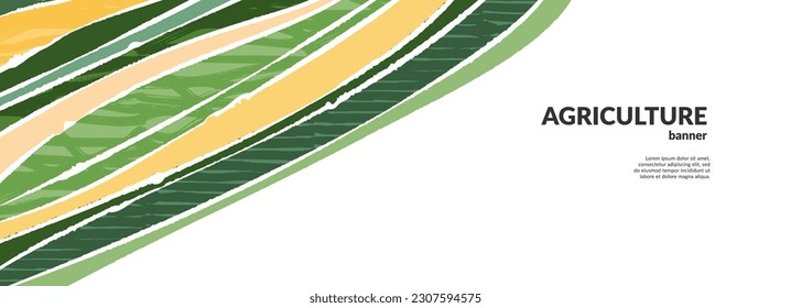 Trendy agriculture field template or farm card background. Nature or hill pattern layout, spring countryside banner, ecology flayer. Summer nature backdrop, organic design set. Abstract eco terrace