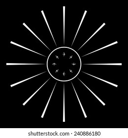 Trendy airplane icon with the white silhouette of a plane,  vector, EPS 10