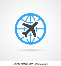 Trendy Airplane Travel Flight Icon. Vector Illustration