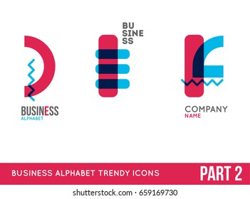 Trendy alphabet icon set. Modern letter set. For business or company branding.