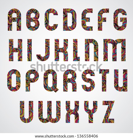 Trendy Alphabet Letters Design Decorated Beautiful Stock Vector