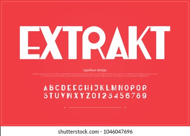 trendy alphabet letters and numbers. vector, bold font type. regular, accented typeface design. contemporary, stylized typesetting