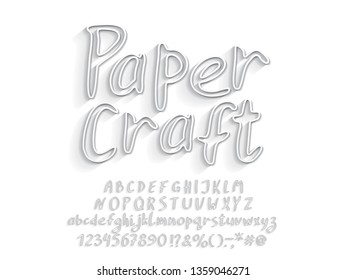 Trendy Alphabet paper craft design. Vector letters and numbers