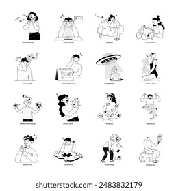 Trendy Amnesia Doodle Mini Illustrationen