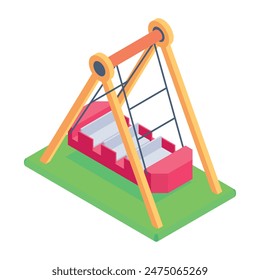 Trendy Amusement Park Isometric Icons