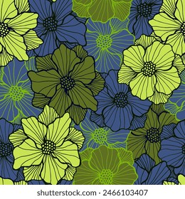 Trendy anemone bloom periodic sample. Organic floral background. Anemone flower with lined petals. Textile print. Garden blossom rustic endless pattern gift wrap vector.