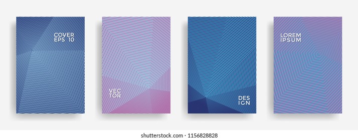 Trendy annual report design vector collection. Gradient grid texture cover page layout templates set. Report covers geometric design, business booklet pages corporate banners.