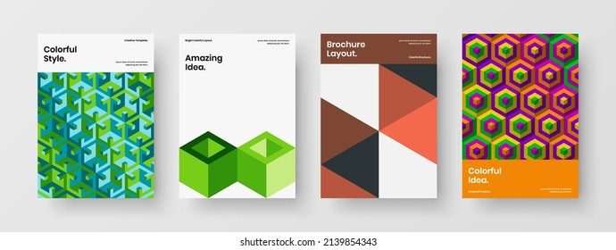 Trendy Annual Report Design Vektor Concept Bundle. Prächtige geometrische Hexagons-Buchumschlagkomposition.