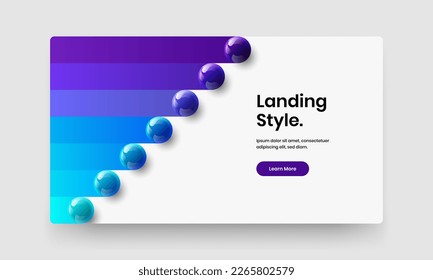 Trendy annual report design vector layout. Simple realistic balls pamphlet template.