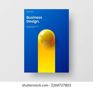 Trendy annual report vector design concept. Minimalistic 3D balls presentation illustration.