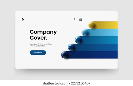 Trendy annual report vector design layout. Colorful realistic balls poster template.