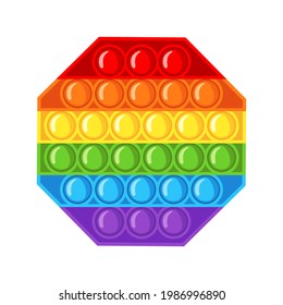 Trendy antistress sensory toy Pop it fidget in flat style isolated on white background. Hand toy for kids with push bubbles. Vector illustration.