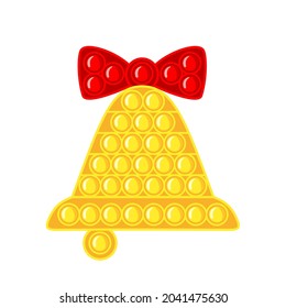Trendy antistress sensory toy Pop it fidget in holiday bell shape in flat style isolated on white background.