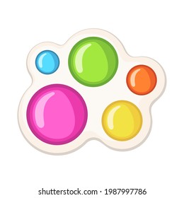 Trendy antistress sensory toy Simple Dimple fidget in flat style isolated on white background. Colorful silicone bubbles. Vector illustration.