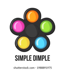 Trendy antistress sensory toy Simple Dimple fidget in flat style isolated on white background.