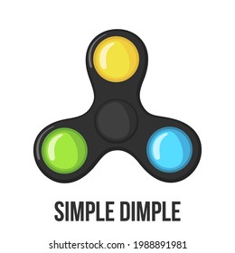 Trendy antistress sensory toy Simple Dimple fidget in flat style isolated on white background.