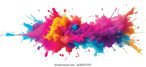 Trendy Aquarelle Splash Art: Bright and Bold Watercolor Strokes and Splatter in a Rainbow of Colors, Isolated on a White Canvas for a Fresh, Modern Touch in Abstract Design and Artistic Expression"

