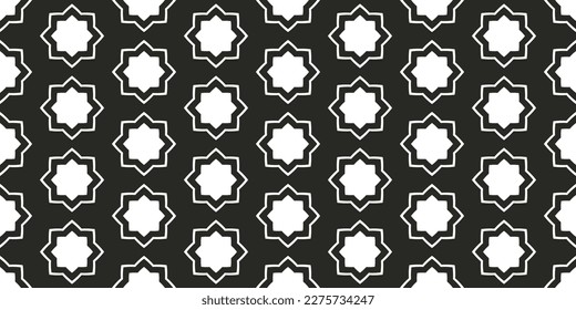 Trendy Arabic Geometric Seamless Pattern set in retro Swiss design style. Colorful black and white background texture collection. Oriental Vector illustration.