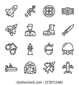 Trendy Armed Forces Line Icons

