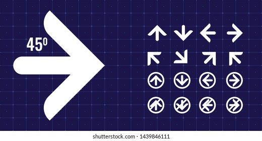 Trendy Arrow icon or sign set for your design. Round edge arrows vector illustration.