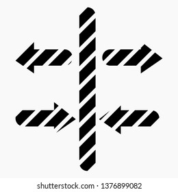Trendy Arrows run into a wall. Vector icon.