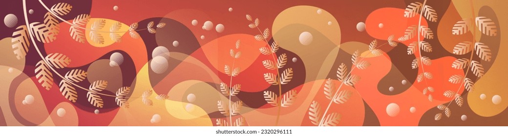 Trendy art banner in coral orange colors. A beautiful illustration for interior decoration, corporate designs, blogs, postcards, posters and your other projects. Vector. 