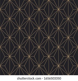 Trendy Art Deco Semless Pattern. Vector geometric golden texture on dark background.