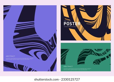 Trendy Art Trippy 70s style. Abstract 3D Pattern with Orange, Green, Yellow Color. Modern Background for Poster, Website, Placard, Cover, Advertising. Vector Illustration.