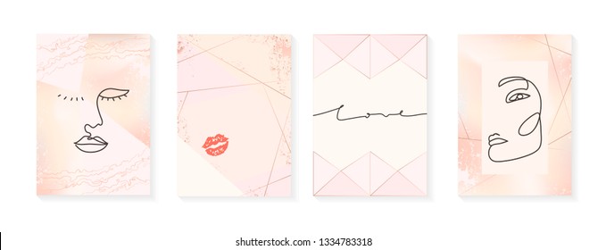 Trendy artistic covers design. Fashionable brochure template. Signs "Love".