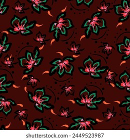 Trendy Artistic floral Beautiful Hand drawn flower seamless pattern brush strokes style. Trendy Graphic Design for Design for fashion , fabric, textile, wallpaper