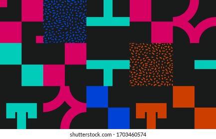 Trendy artwork pattern with abstract vector geometric shapes and organic natural textures. Simple form bold graphic design, useful for web art, invitation cards, posters, prints, textile, backgrounds