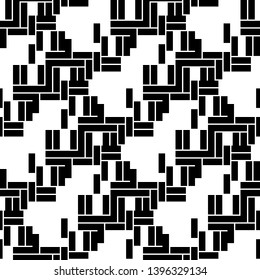 Trendy asymmetric hounds tooth print. Seamless vector pattern with geometric black and white elements. Autumn textile collection. Large-scaled design.