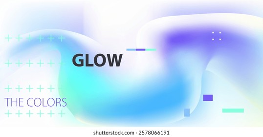 Trendy aura style background with light neon blue blurred shape. Modern wallpaper design for poster, website, placard, cover, advertising