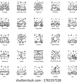 Trendy Automobile Line Icons Pack 