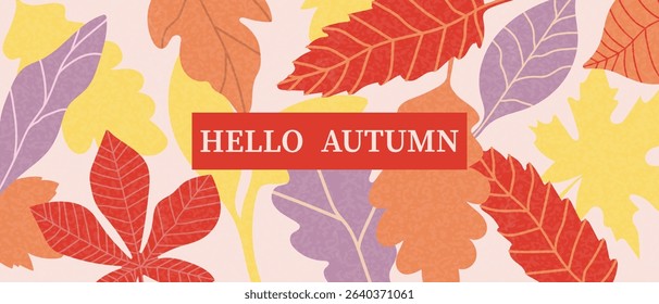 Trendy autumn leaves banner. Modern autumn poster, background, web banner or flyer design. Autumn sales promotion template.
