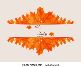 Trendy Autumn Leaves Vector Design For Post Card or Invitation