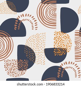 Trendy background with abstract organic shapes. Mid century inspired shapes in neutral colors. Modern vector illustration perfect for prints, wall art, wrapping texture, textile, wallpaper, apparel.