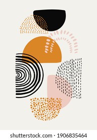 Trendy background with abstract shapes. Mid century inspired art with organic shapes in neutral colors. Modern vector illustration perfect for prints, wall art, wallpaper.