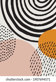 Trendy background with abstract shapes. Mid century inspired art with organic shapes in neutral colors. Modern vector illustration perfect for prints, wall art, wallpaper.