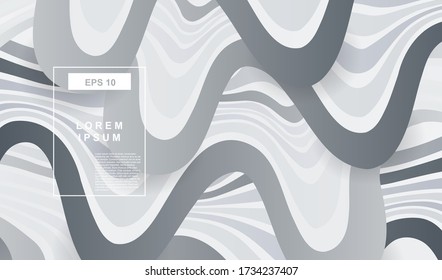 Trendy background with black and white lines. Futuristic minimal fluid vector design. 