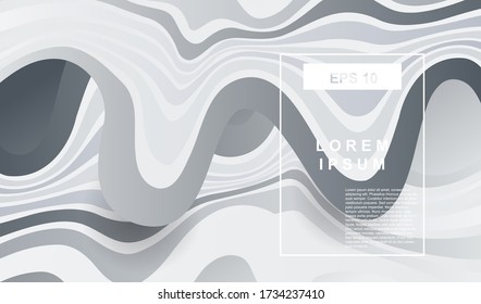 Trendy background with black and white lines. Futuristic minimal fluid vector design. 