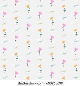 Trendy background with field flowers in flat design.