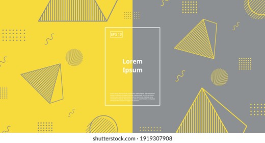 Trendy background with geometric element with gradient of yellow and grey color. Colors of 2021, ultimate memphis elements.